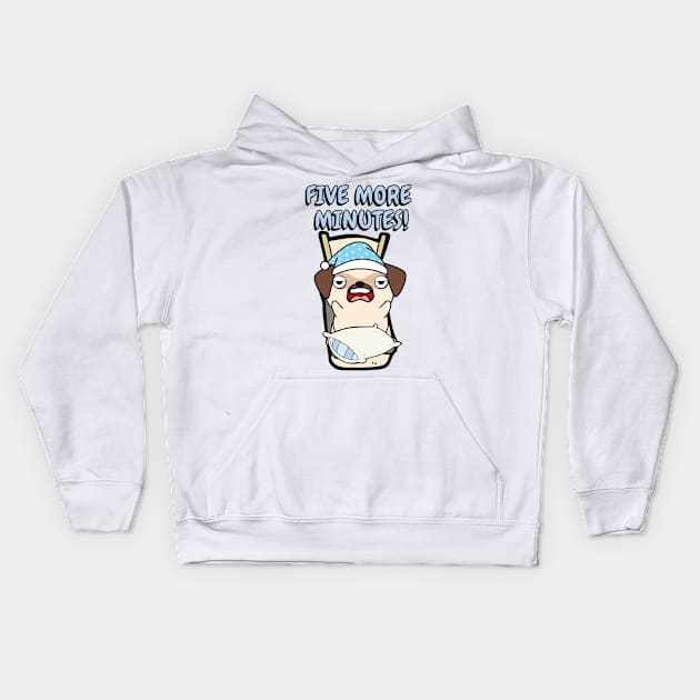 Lazy pug cant get out of bed Kids Hoodie by Pet Station